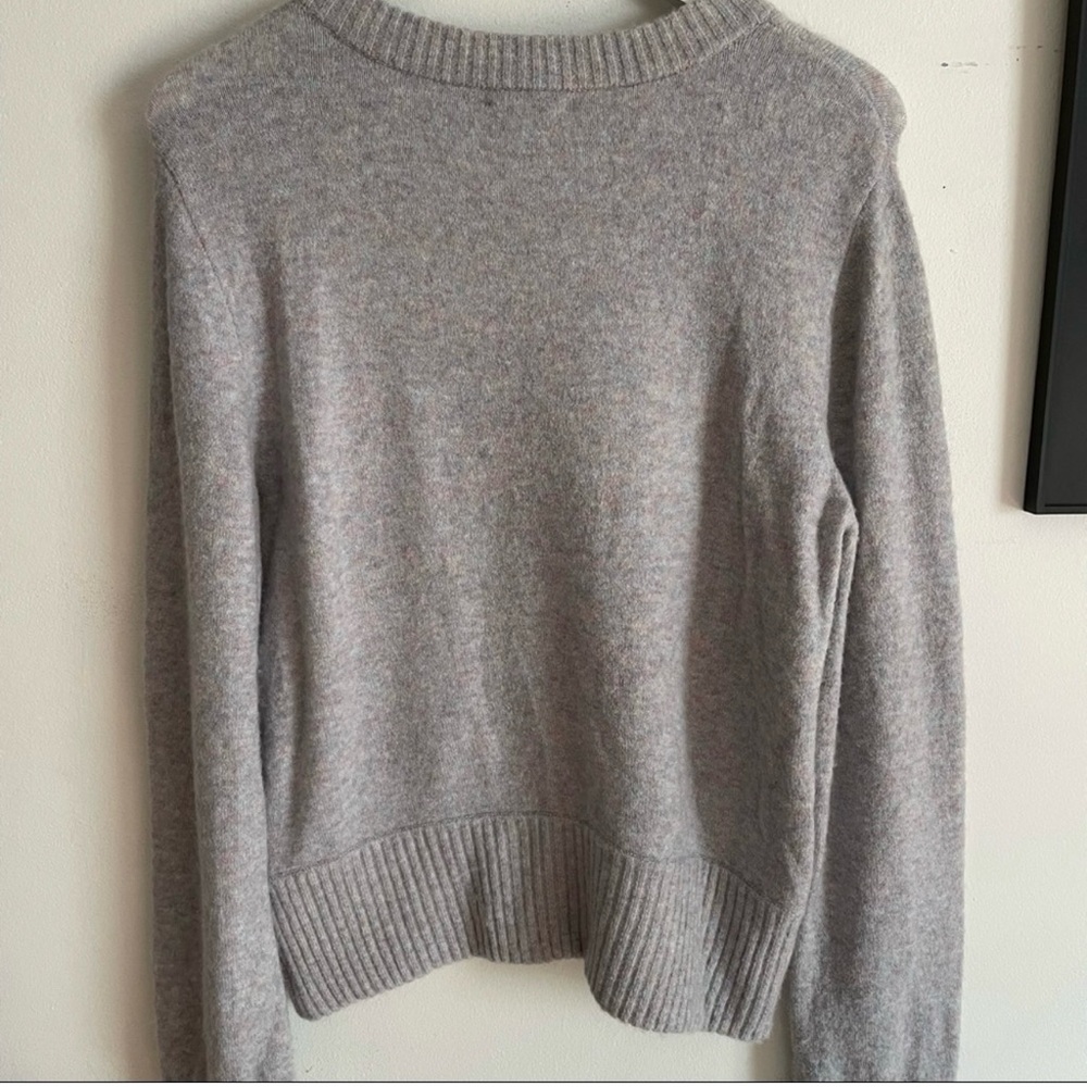 J. Crew Heather Gray Sweater with Tortoise Shell Button Accents - Picture 2 of 5
